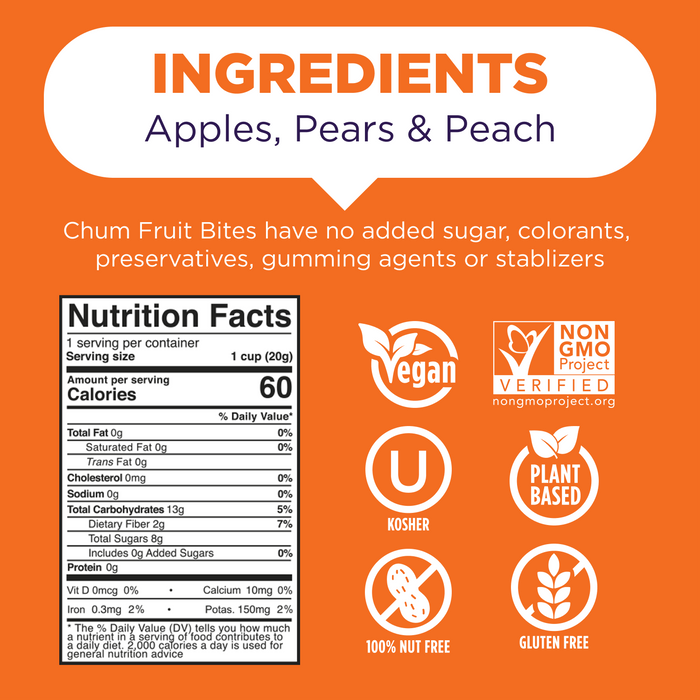 Chum Fruit Snacks | Peach 100% Real Fruit Snacks, No Sugar Added,  Nut-Free