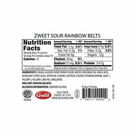 Sour Rainbow Belts  | Zweet | 10 oz