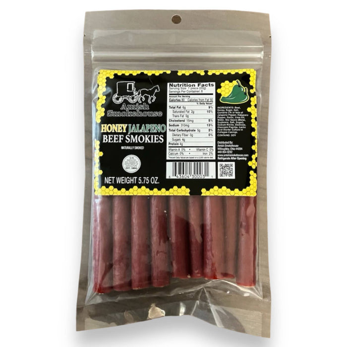 Amish Smokehouse | Honey Jalapeno Beef Smokies, 5.75oz Bag